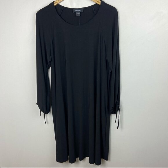 Karen Kane‎ Tie Sleeves Swing Dress Black Size 1X Made USA Jersey Knit Bohemian - Picture 10 of 11